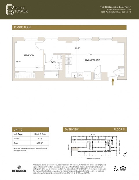 G Floor Plan at Book Tower, Michigan